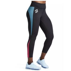 Peloton "Here Now" High Waisted Black Color Block Leggings‎ Womens Size XL